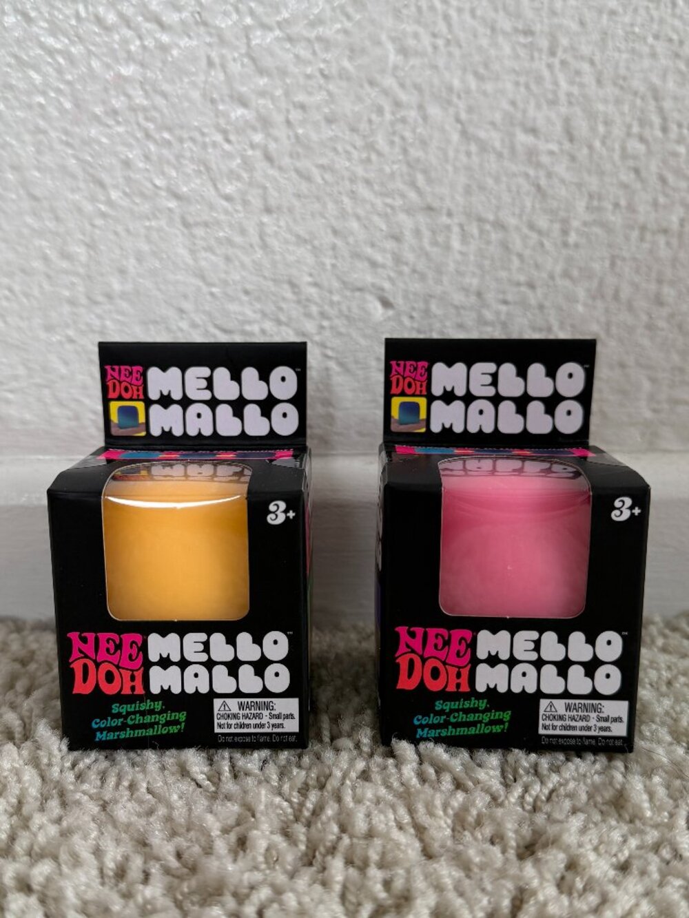Nee Doh Mello Mallo Color Changing Marshmallow Pink Yellow Bundle NWT